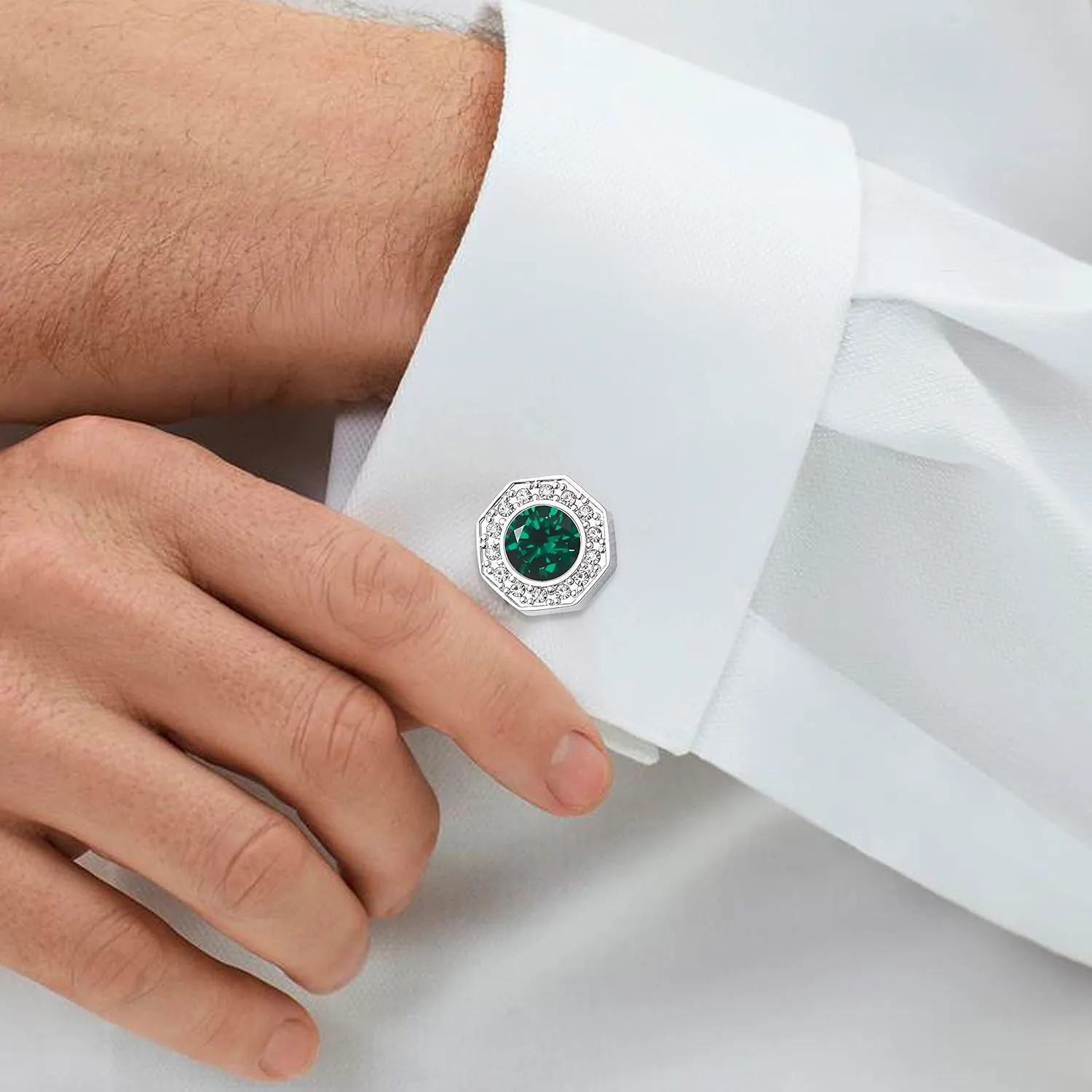 Sogee Crystal Cufflinks for Men Blue/Green/Pink/Purple/Red/White/Colorful Real Gold Plated Elegant Mens Cuff Links for Wedding Party Unique Gift