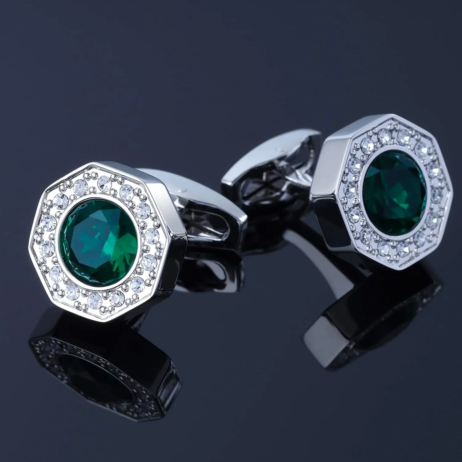 Sogee Crystal Cufflinks for Men Blue/Green/Pink/Purple/Red/White/Colorful Real Gold Plated Elegant Mens Cuff Links for Wedding Party Unique Gift