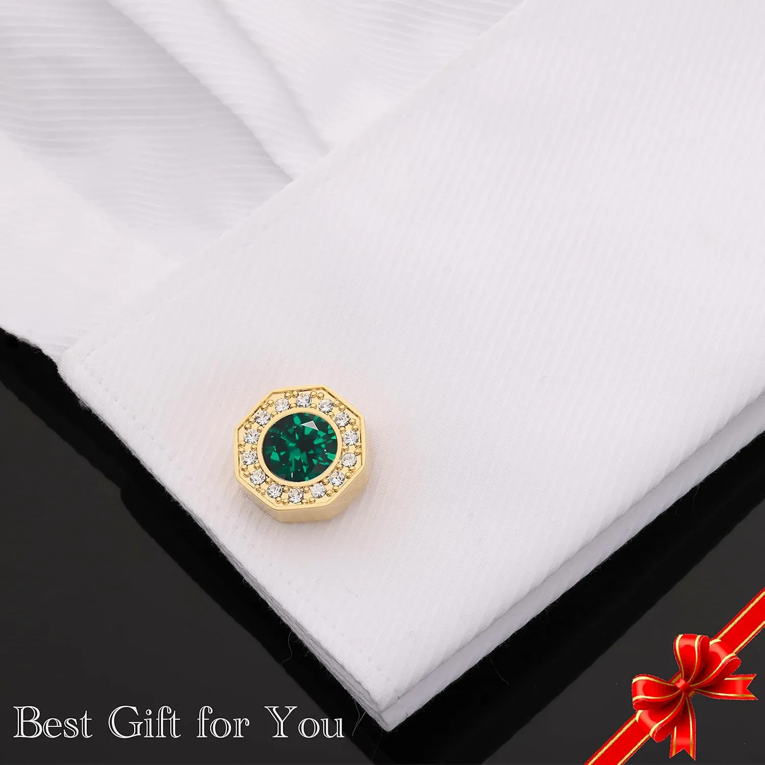 Sogee Crystal Cufflinks for Men Blue/Green/Pink/Purple/Red/White/Colorful Real Gold Plated Elegant Mens Cuff Links for Wedding Party Unique Gift