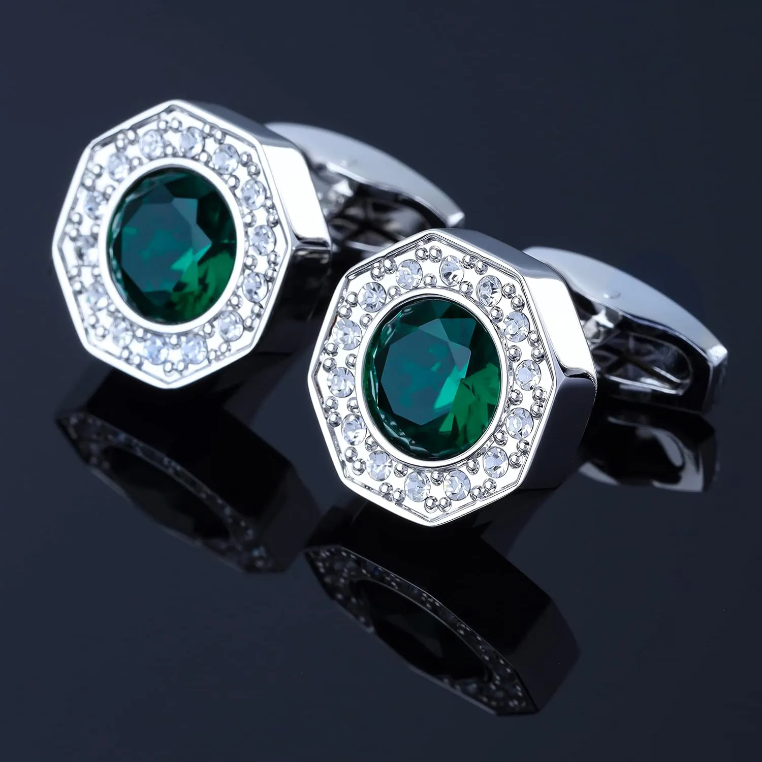 Sogee Crystal Cufflinks for Men Blue/Green/Pink/Purple/Red/White/Colorful Real Gold Plated Elegant Mens Cuff Links for Wedding Party Unique Gift