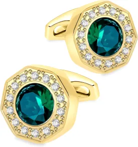 Sogee Crystal Cufflinks for Men Blue/Green/Pink/Purple/Red/White/Colorful Real Gold Plated Elegant Mens Cuff Links for Wedding Party Unique Gift