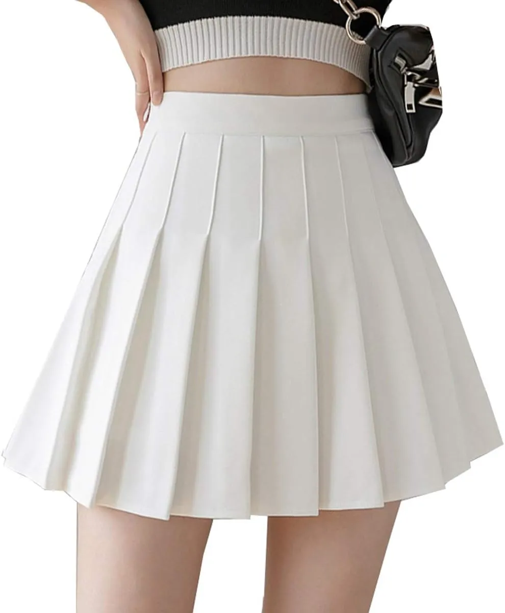 TONCHENGSD Women's High Waist Pleated Mini Skirt Skater Tennis Skirt