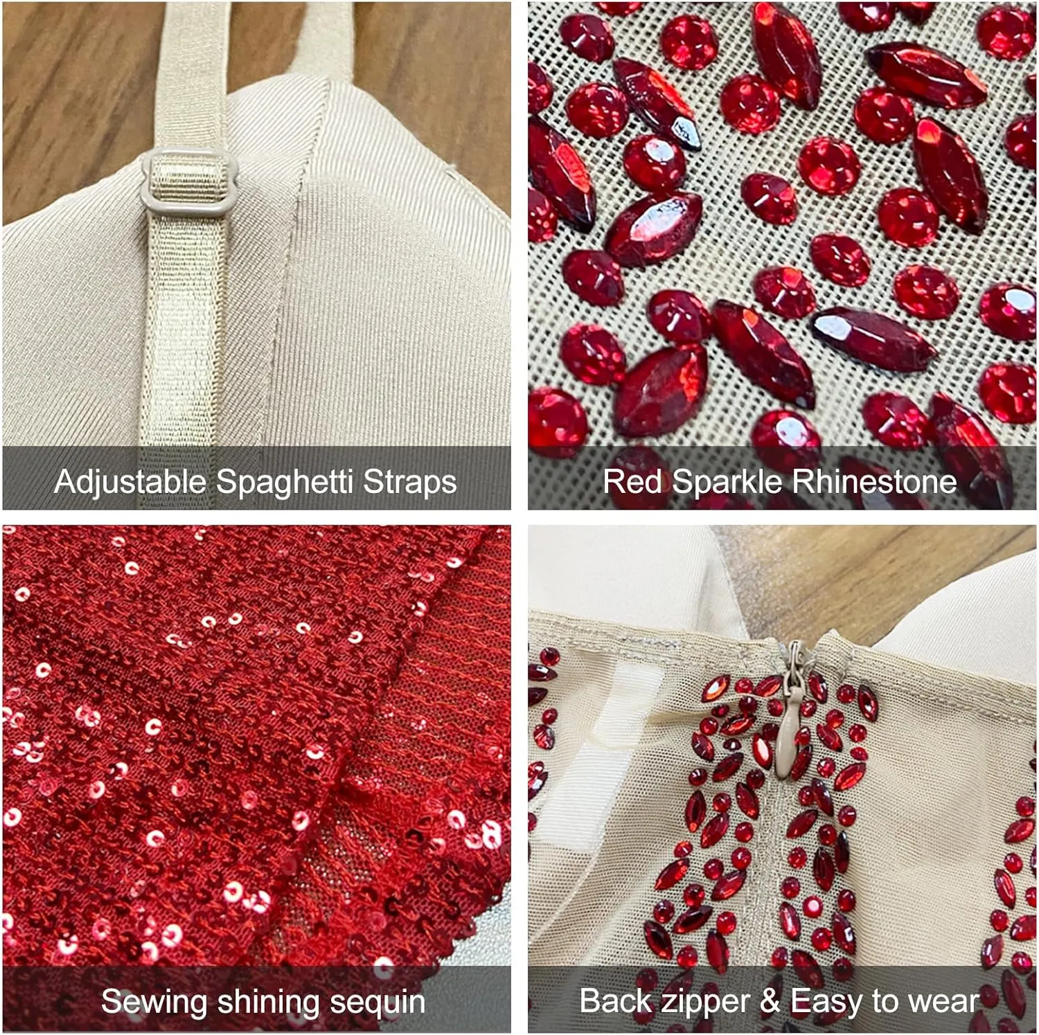 Women's Sparkly Sequin Prom Dresses Long Mermaid Evening Gown Red Spaghetti Straps Glitter Formal Ball Gown with Slit