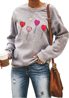Ykomow Long Sleeve Valentines Shirts Women Plaid Love Heart Valentine's Sweatshirts Blouse Tops