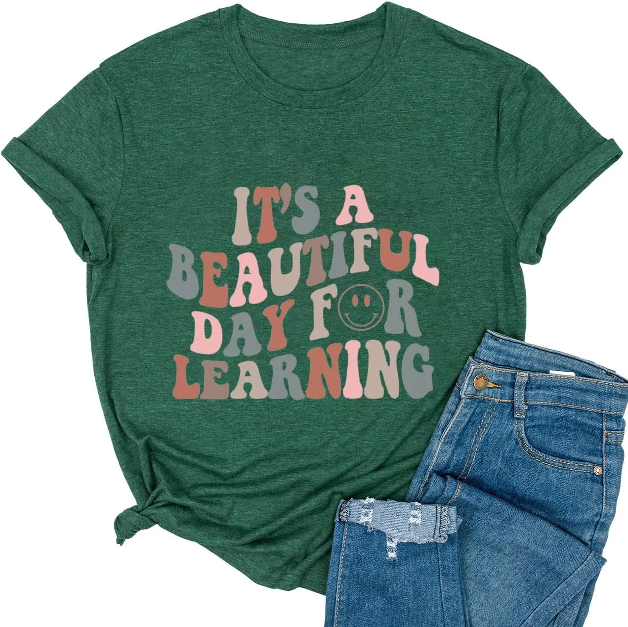 Ykomow You Can Do Hard Things Teacher T Shirt Womens Let it Be Live Happy Happiness Graphic Tees