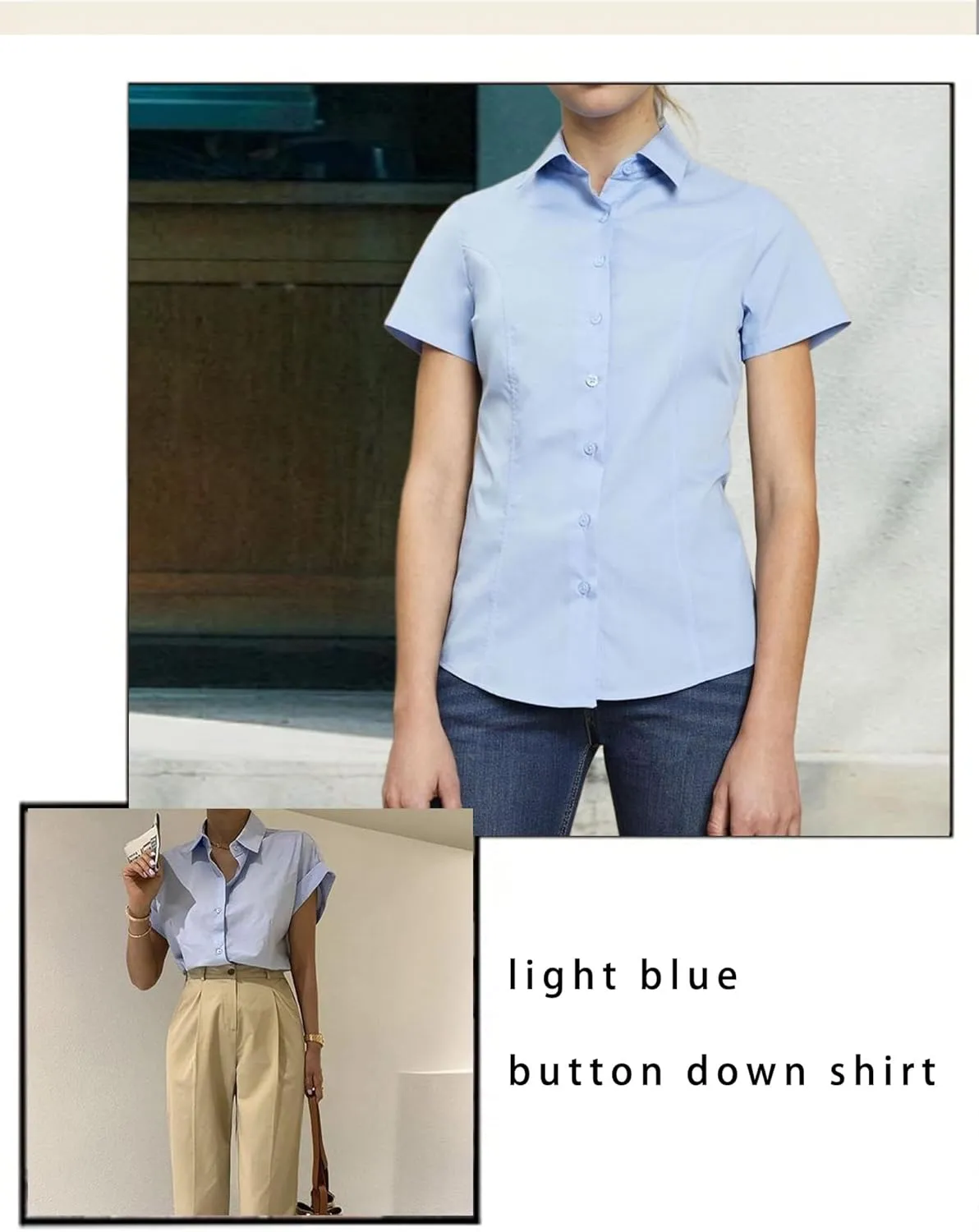 Zeagoo Women's Button Down Shirts Short Sleeve Dress Shirts Basic Business Collared Work Blouses Summer Tops